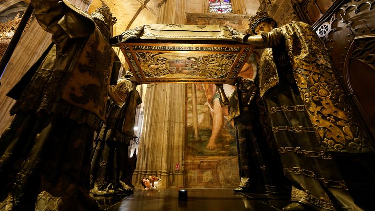 The mausoleum of Christopher Columbus in the cathedral of Seville, Spain. Pic: Reuters