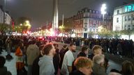 BEST QUALITY AVAILABLE Handout photo issued by Artur Martins of people waiting in Dublin for a non-existent Halloween parade. Groups congregated on O'Connell Street on Halloween night after posts online suggested there would be a spectacle there from 7pm. Just before 8pm, Gardai posted on social media site X to appeal to people to leave. Picture date: Thursday October 31, 2024.