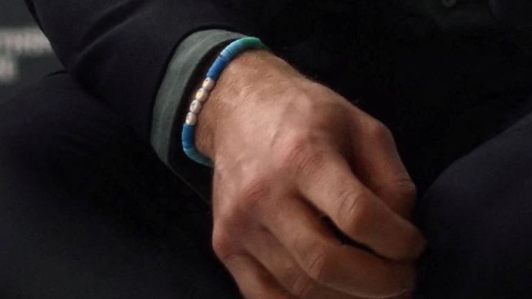 The prince has been seen wearing a beaded bracelet that says 'papa' while in South Africa.
Pic: Reuters