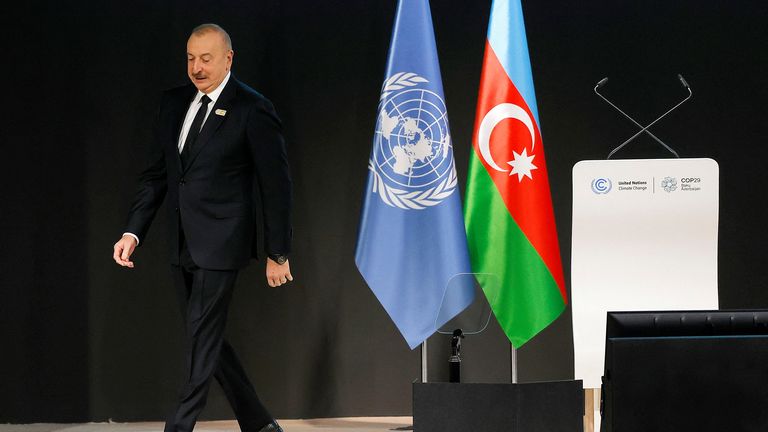 President of Azerbaijan Ilham Aliyev is hosting COP29 in Baku, Azerbaijan. Pic: Reuters